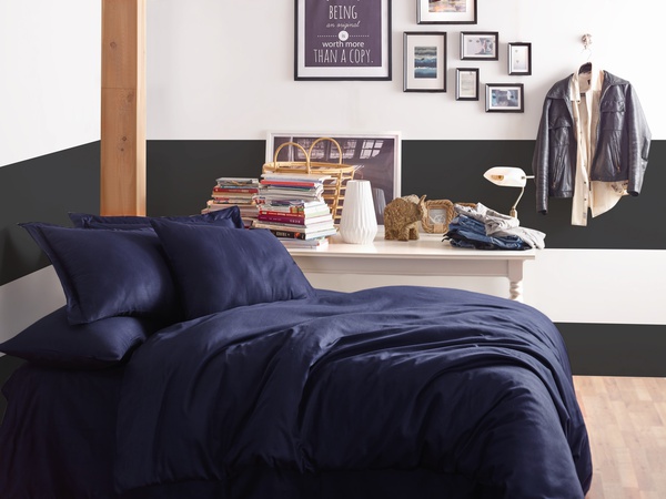 Maxhomen Dark Blue Single Duvet Cover Set