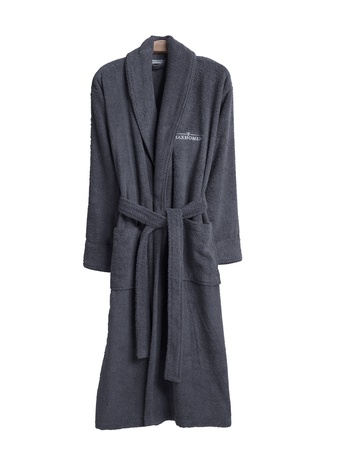 Maxhomen Midnight In Paris Men's Turkish Cotton Antrhracite  Bathrobe Personal Set