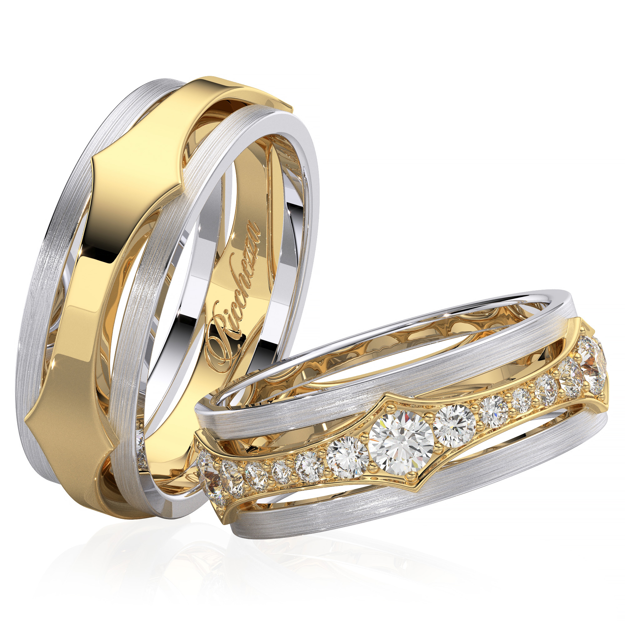 Обручальные кольца парные 585 с бриллиантами